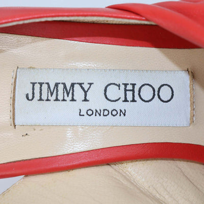 Jimmy Choo Red Leather Knot Slingback Pointed Toe Pumps
