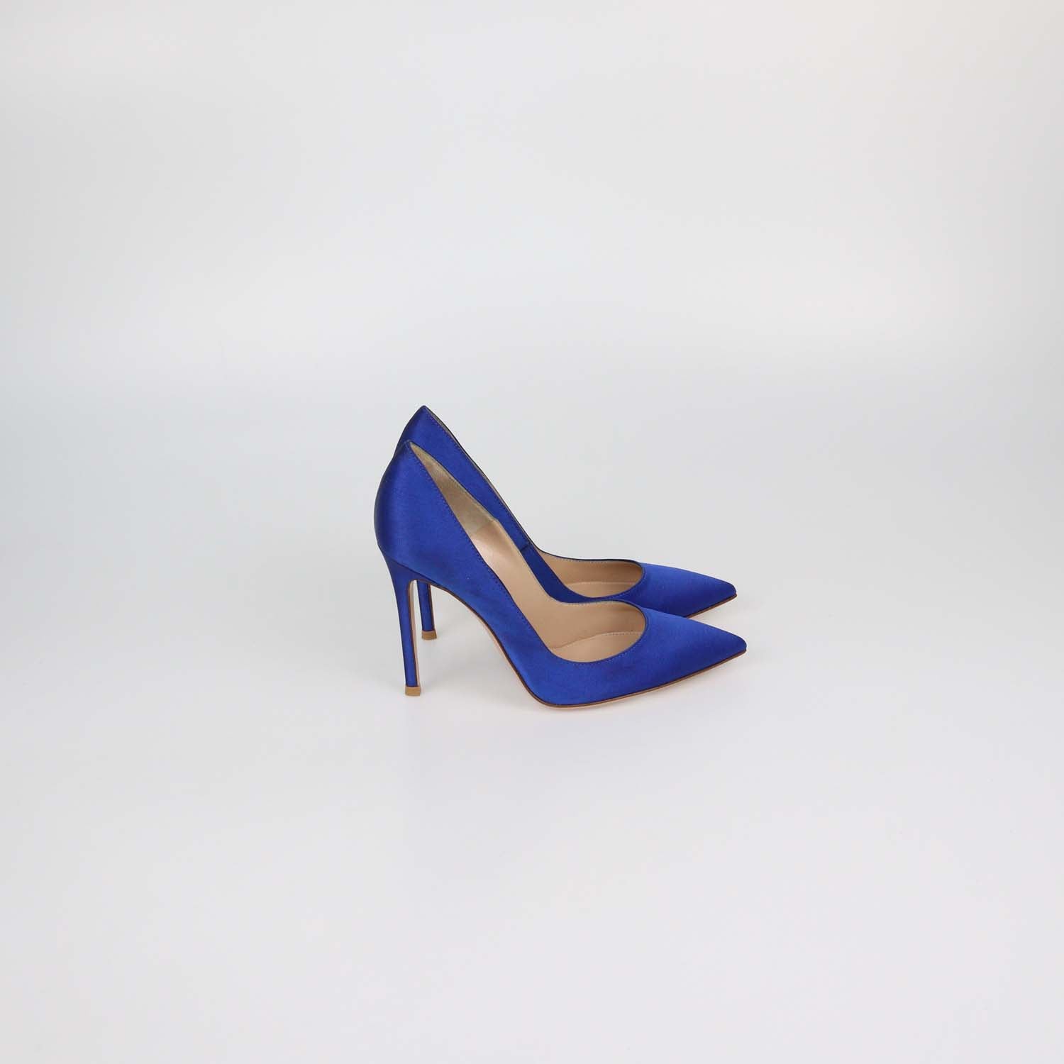 Gianvito Rossi Blue Satin Pointed Toe Pumps