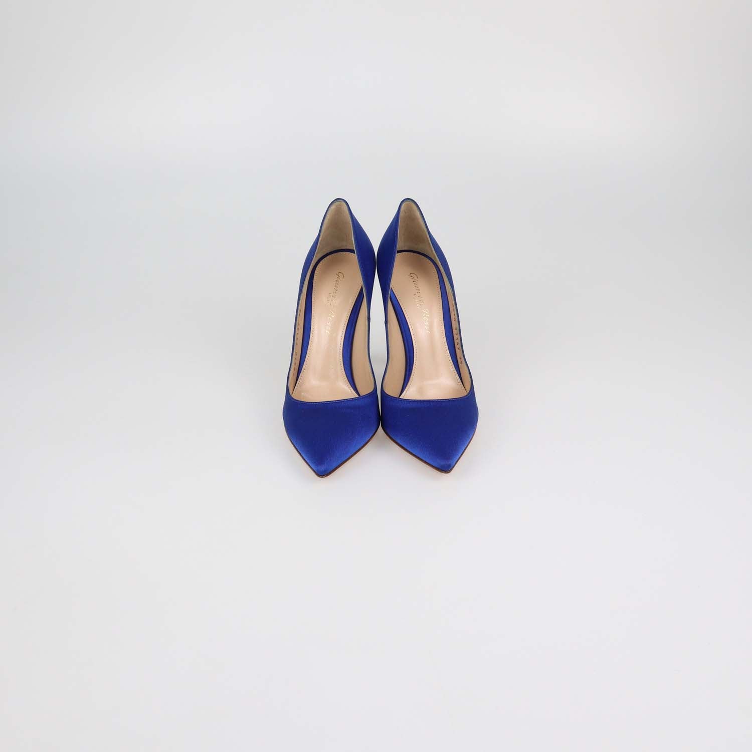 Gianvito Rossi Blue Satin Pointed Toe Pumps