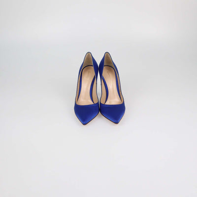 Gianvito Rossi Blue Satin Pointed Toe Pumps