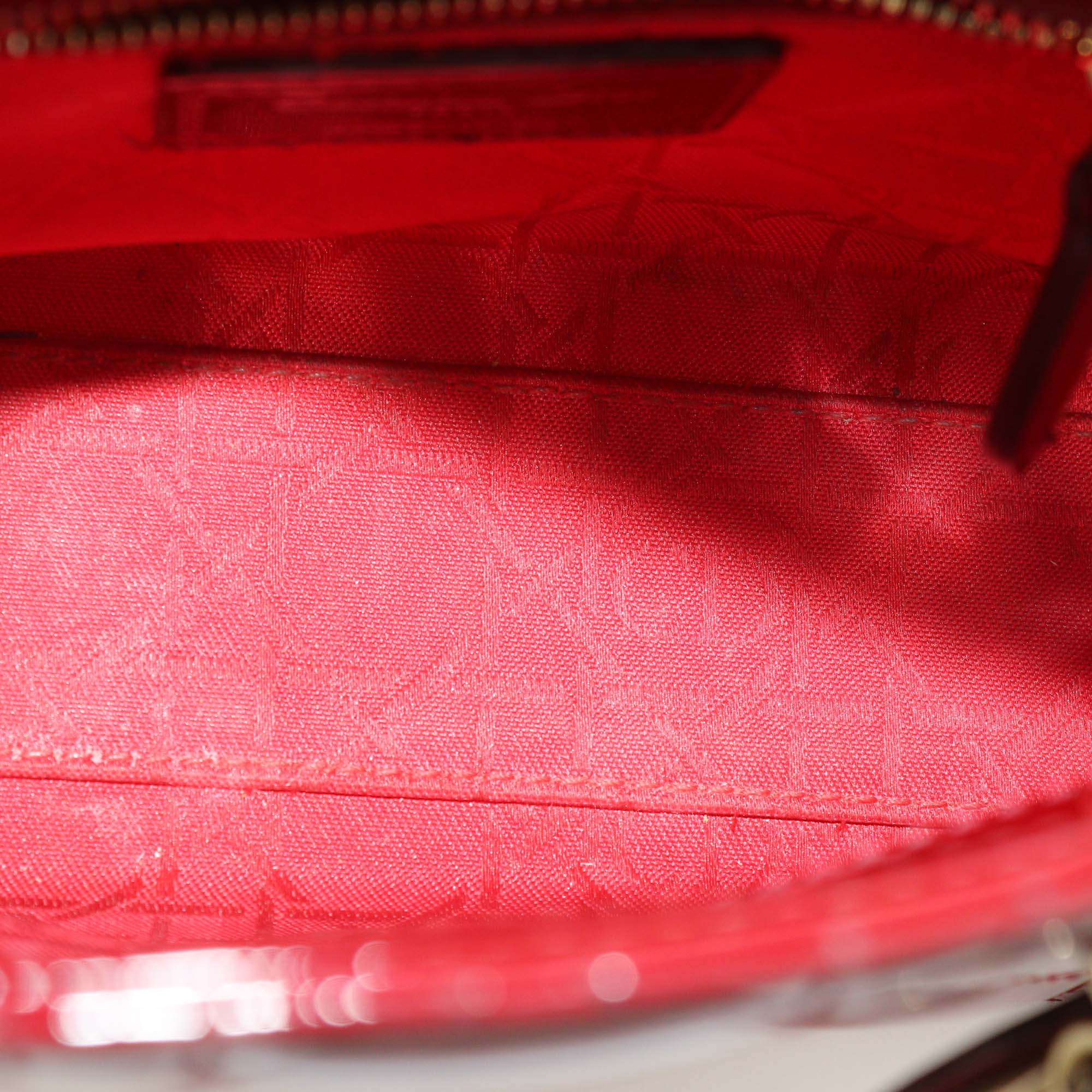Christian Dior Red Cannage Patent Leather Mini Lady Dior Tote