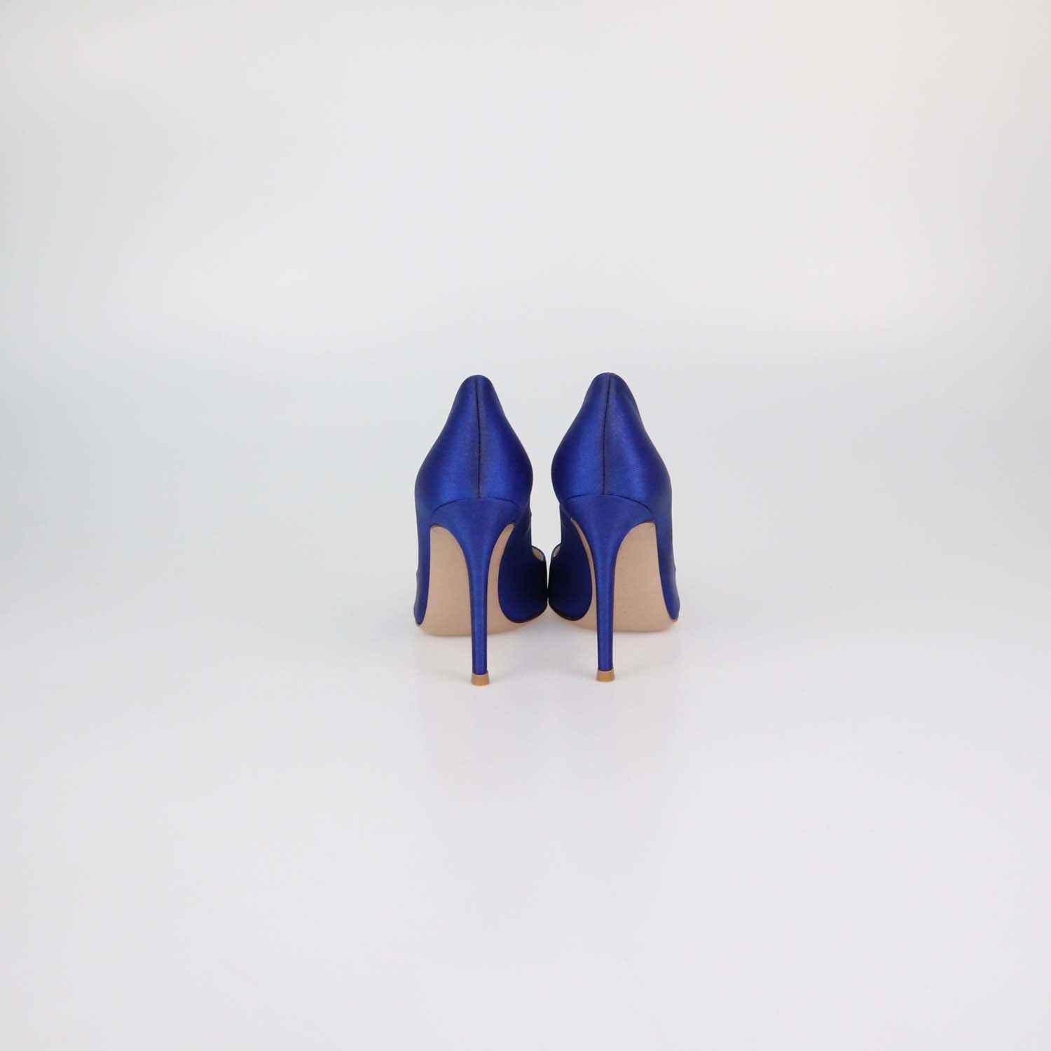 Gianvito Rossi Blue Satin Pointed Toe Pumps