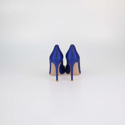 Gianvito Rossi Blue Satin Pointed Toe Pumps