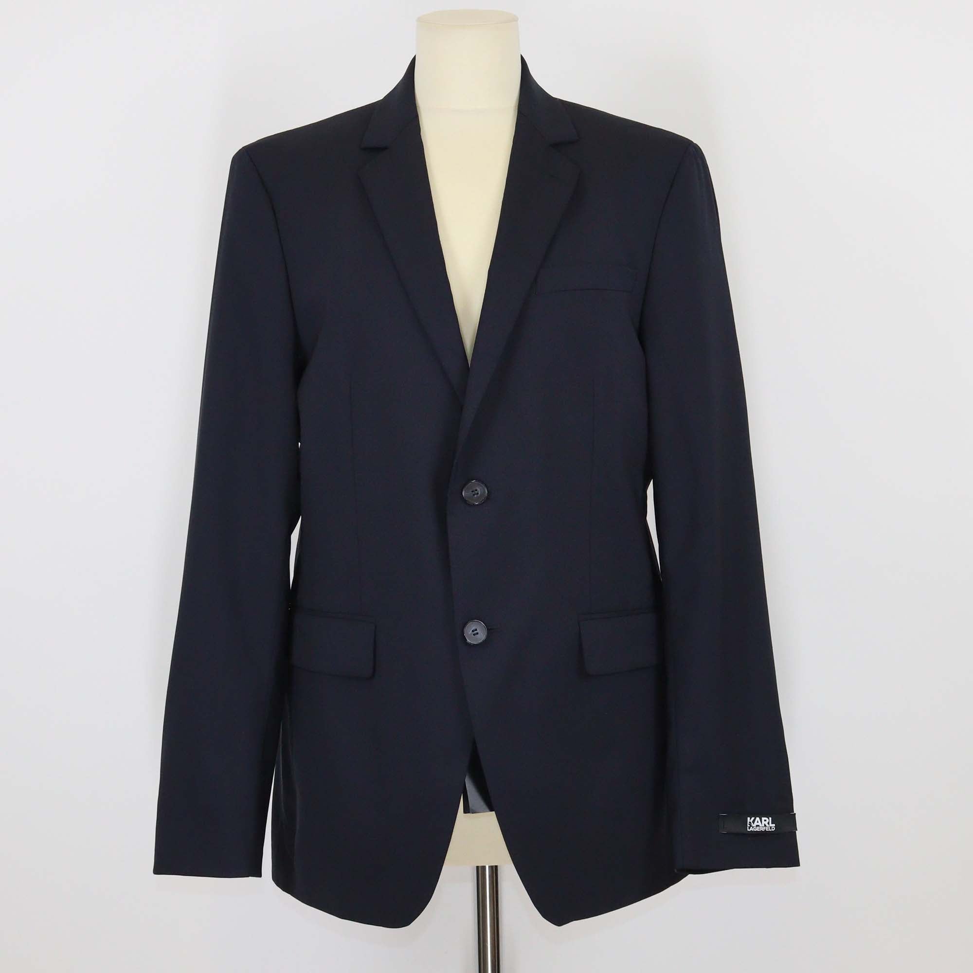 Karl Lagerfeld Navy Blue Wool Single Breasted Blazer