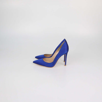 Gianvito Rossi Blue Satin Pointed Toe Pumps