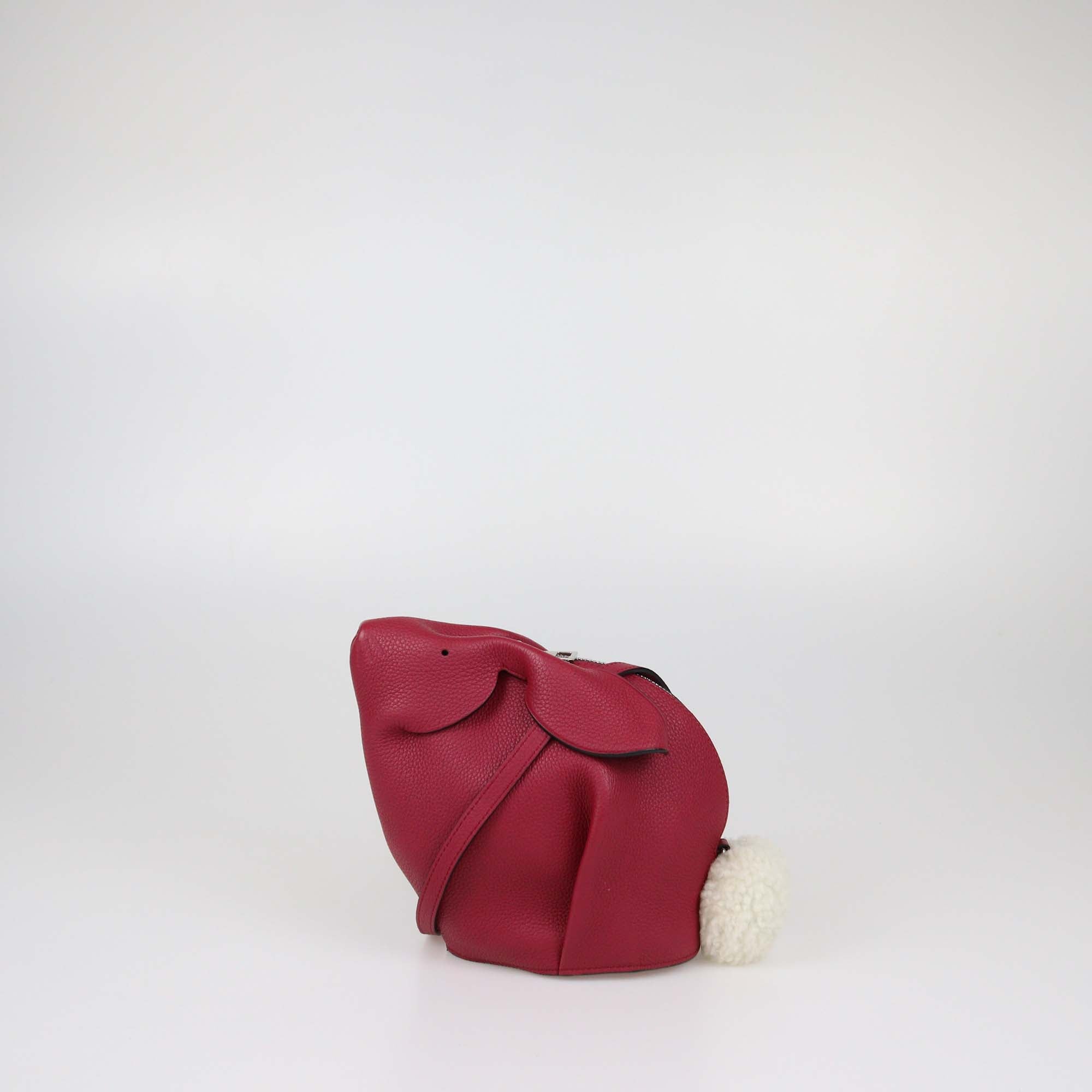 Loewe Red Leather and Shearling Mini Bunny Crossbody Bag