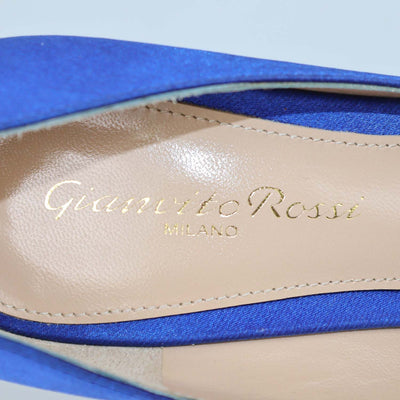Gianvito Rossi Blue Satin Pointed Toe Pumps