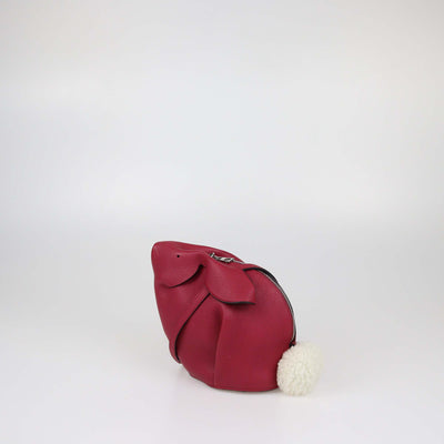 Loewe Red Leather and Shearling Mini Bunny Crossbody Bag