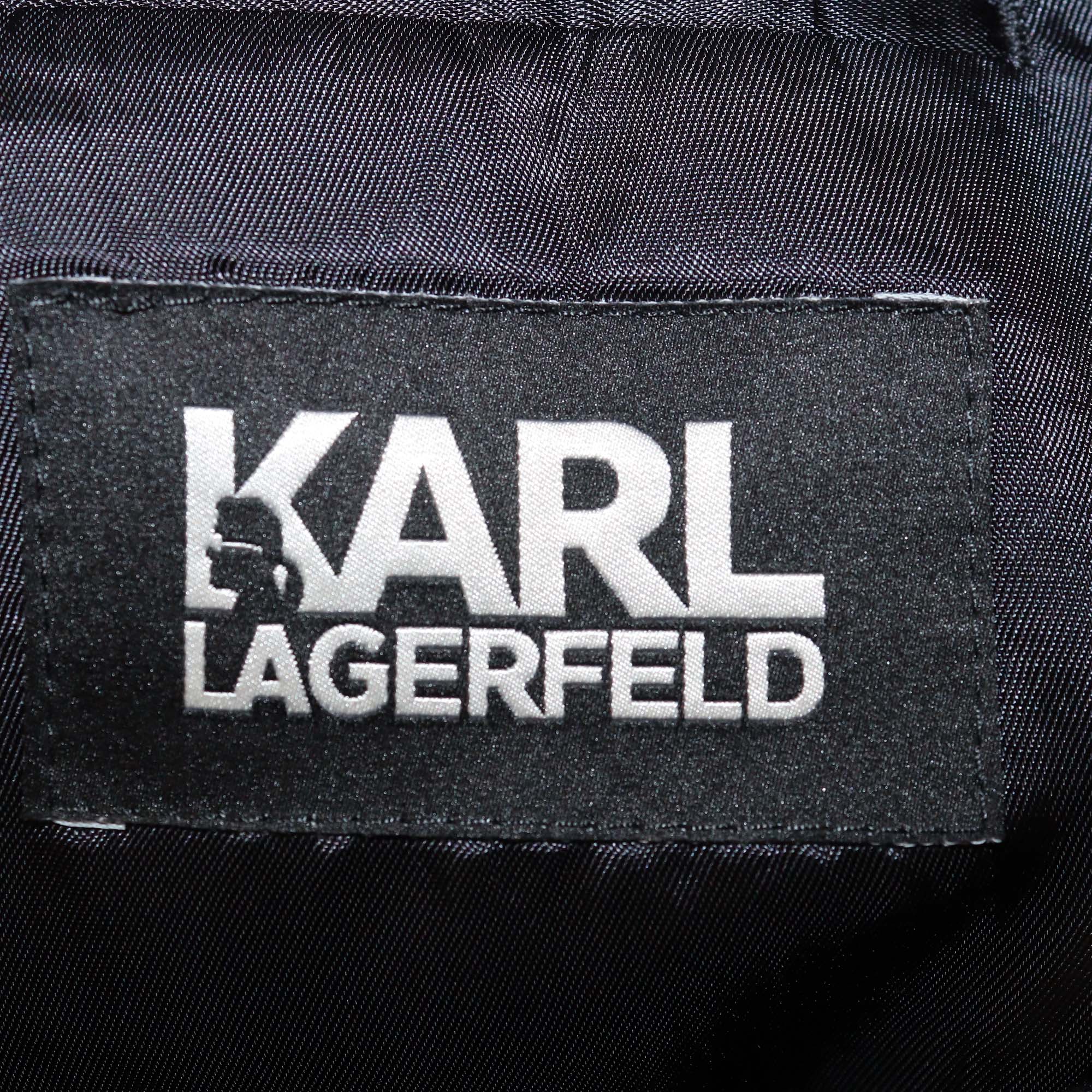 Karl Lagerfeld Navy Blue Wool Single Breasted Blazer