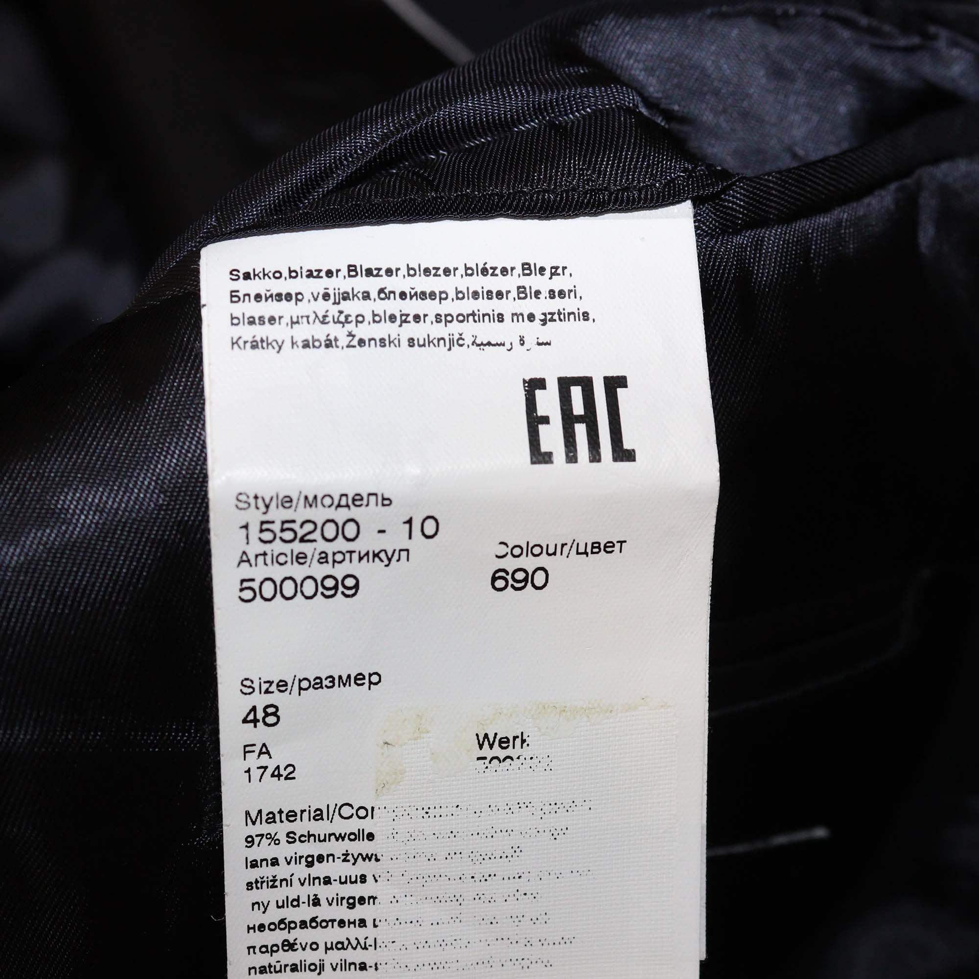 Karl Lagerfeld Navy Blue Wool Single Breasted Blazer