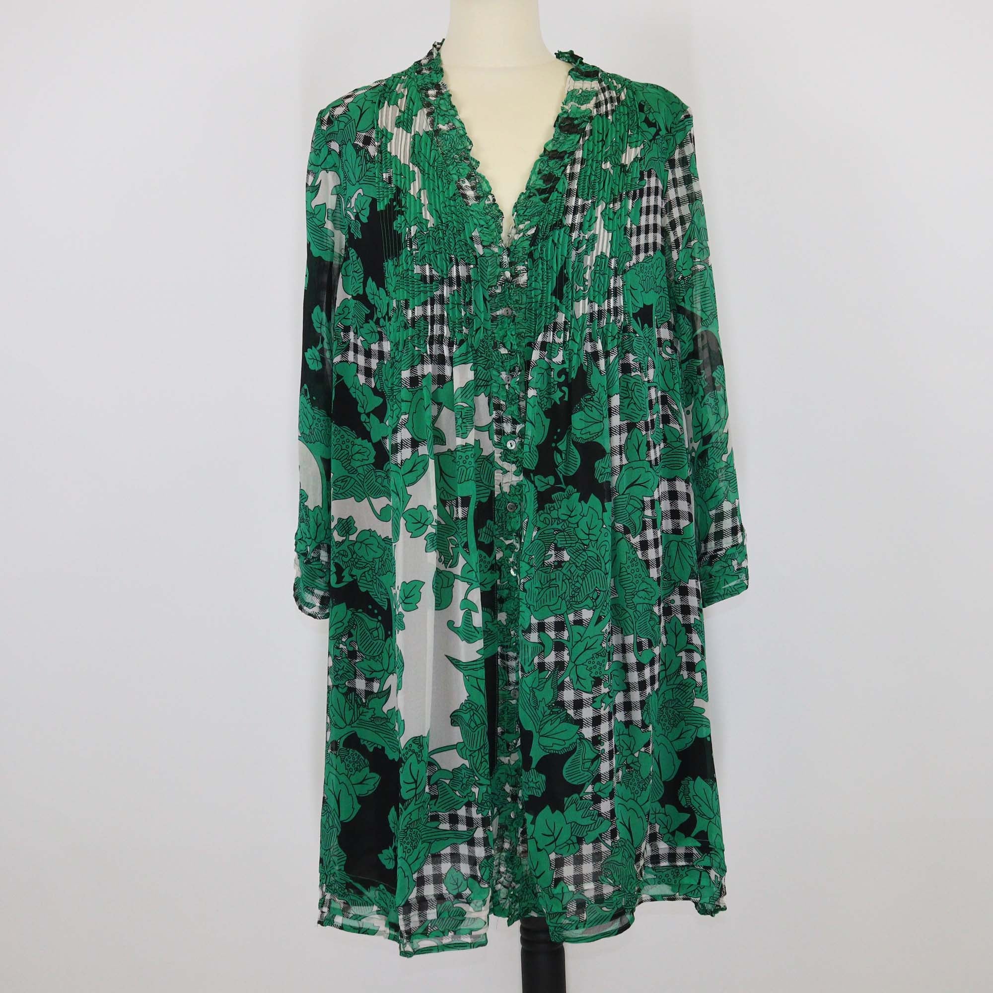 Diane Von Furstenberg Green Silk Floral Print Layla Dress