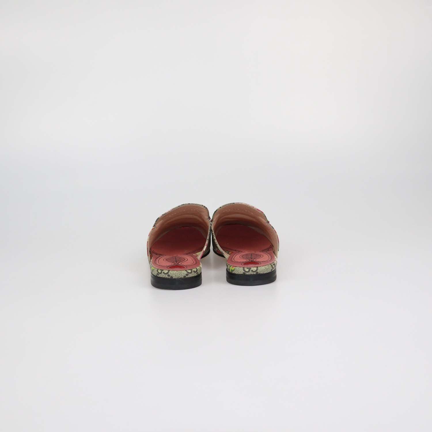 Gucci Multicolor GG Supreme Canvas Blooms Princetown Horsebit Mules