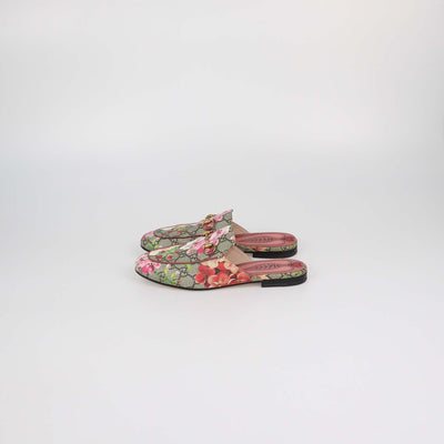 Gucci Multicolor GG Supreme Canvas Blooms Princetown Horsebit Mules