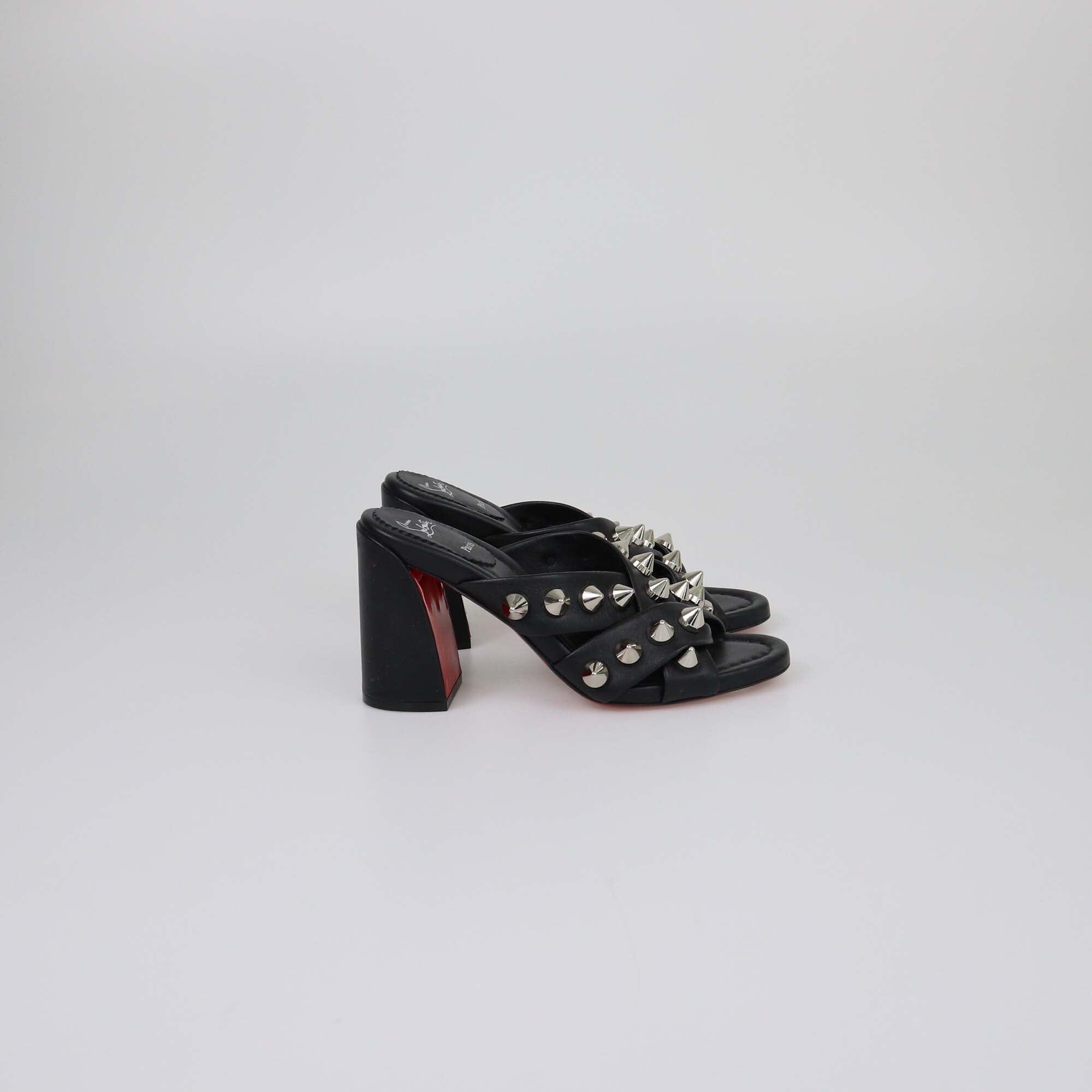 Christian Louboutin Black Spika Club Studded Mules Womens Christian Louboutin 