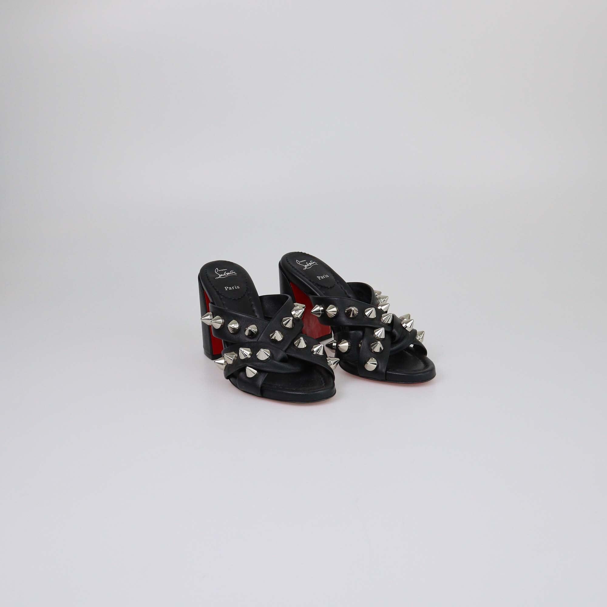 Christian Louboutin Black Spika Club Studded Mules Womens Christian Louboutin 