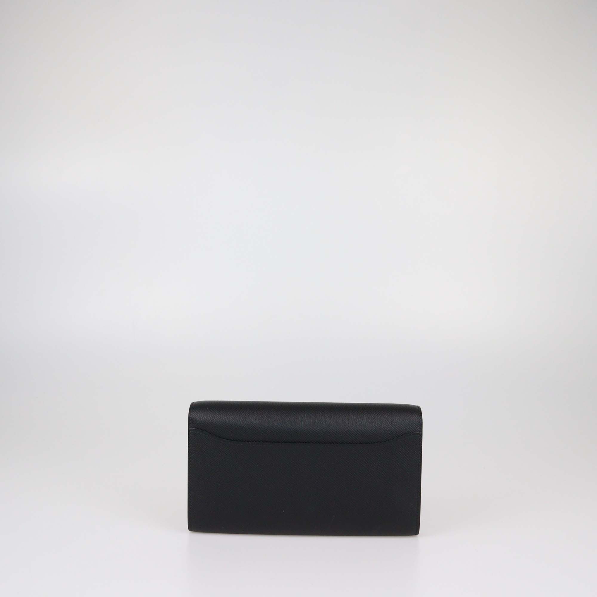 Hermes Black Epsom Leather Rose Gold Hardware Constance To Go Wallet