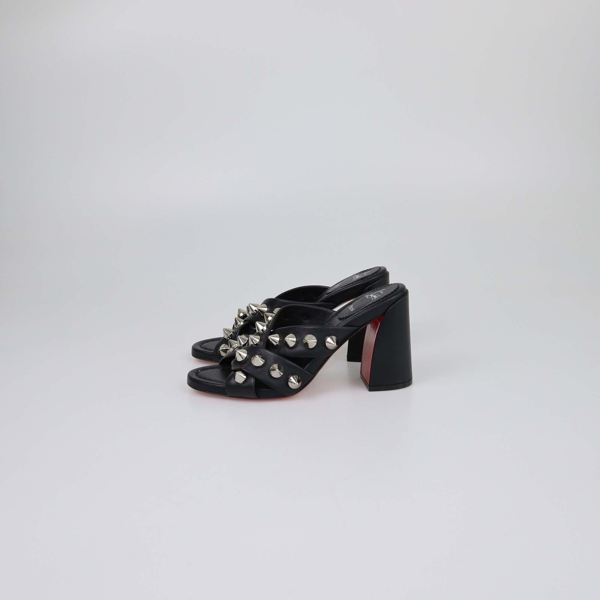 Christian Louboutin Black Spika Club Studded Mules Womens Christian Louboutin 