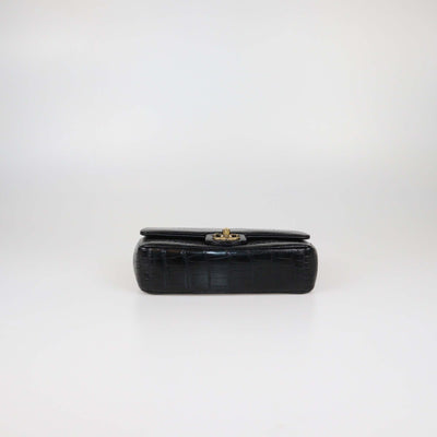 Chanel Black Alligator CC Rectangular Flap Bag