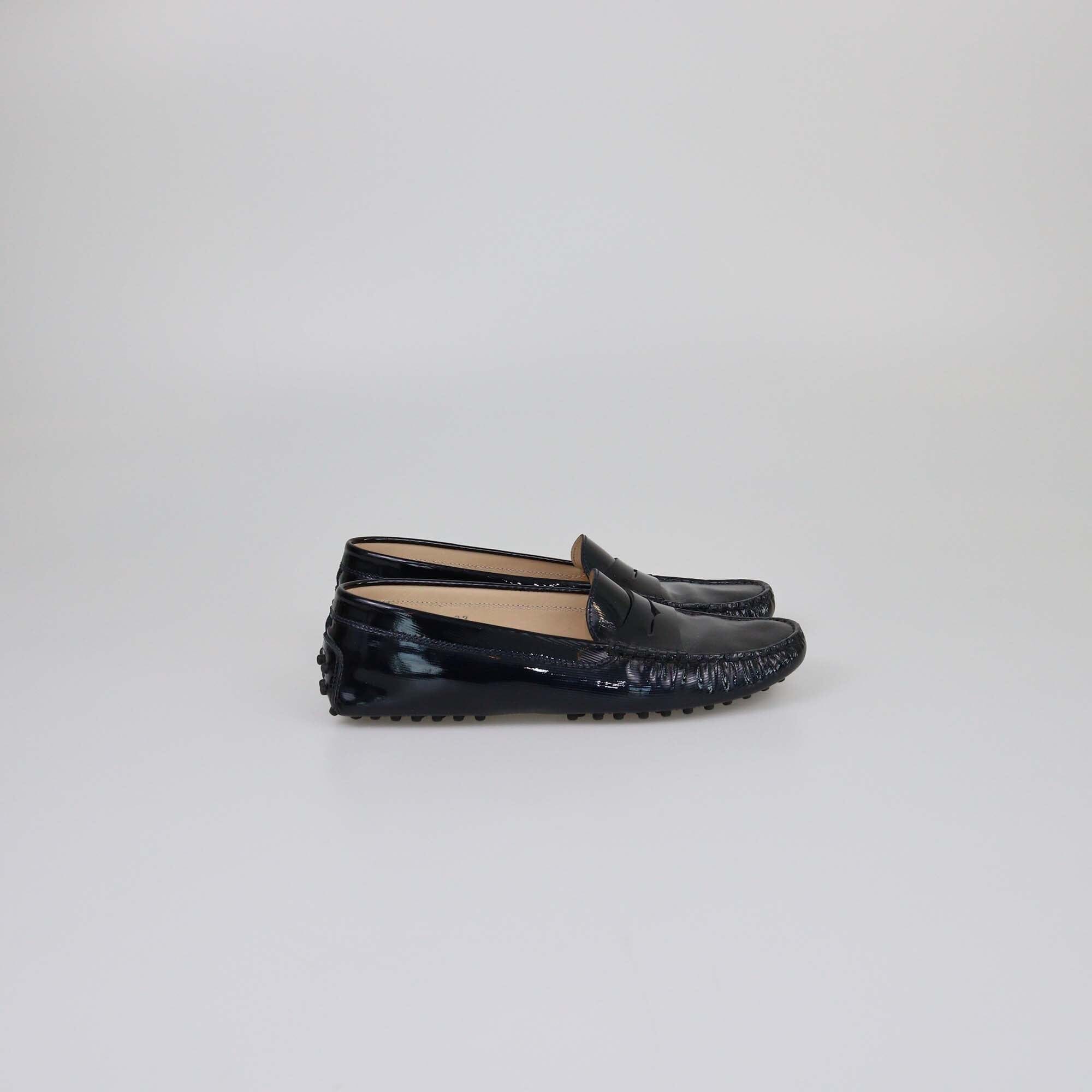 Tod's Midnight Blue Patent Gommino Driving Loafers Womens Tod's 