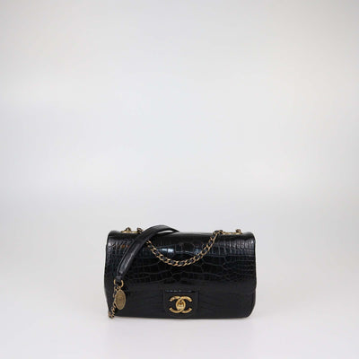 Chanel Black Alligator CC Rectangular Flap Bag