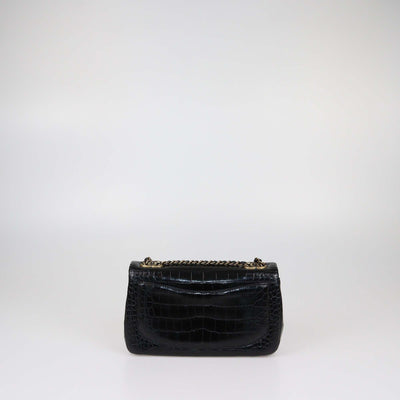 Chanel Black Alligator CC Rectangular Flap Bag