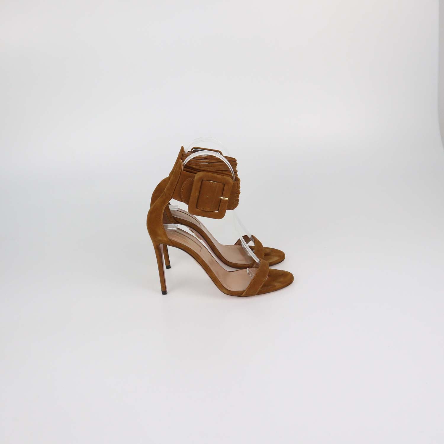 Aquazzura Brown Suede Casablanca Ankle Wrap Sandals