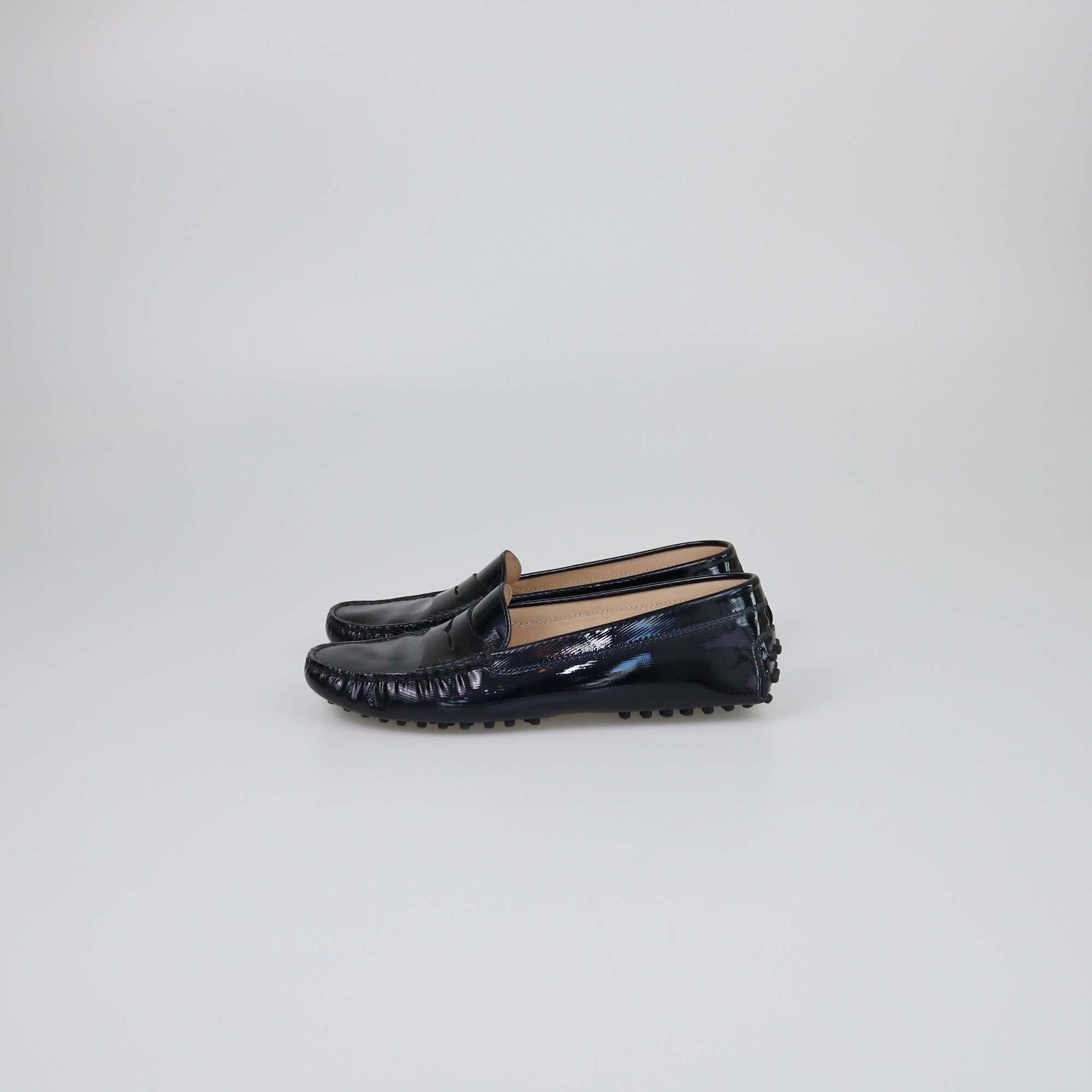 Tod's Midnight Blue Patent Gommino Driving Loafers Womens Tod's 