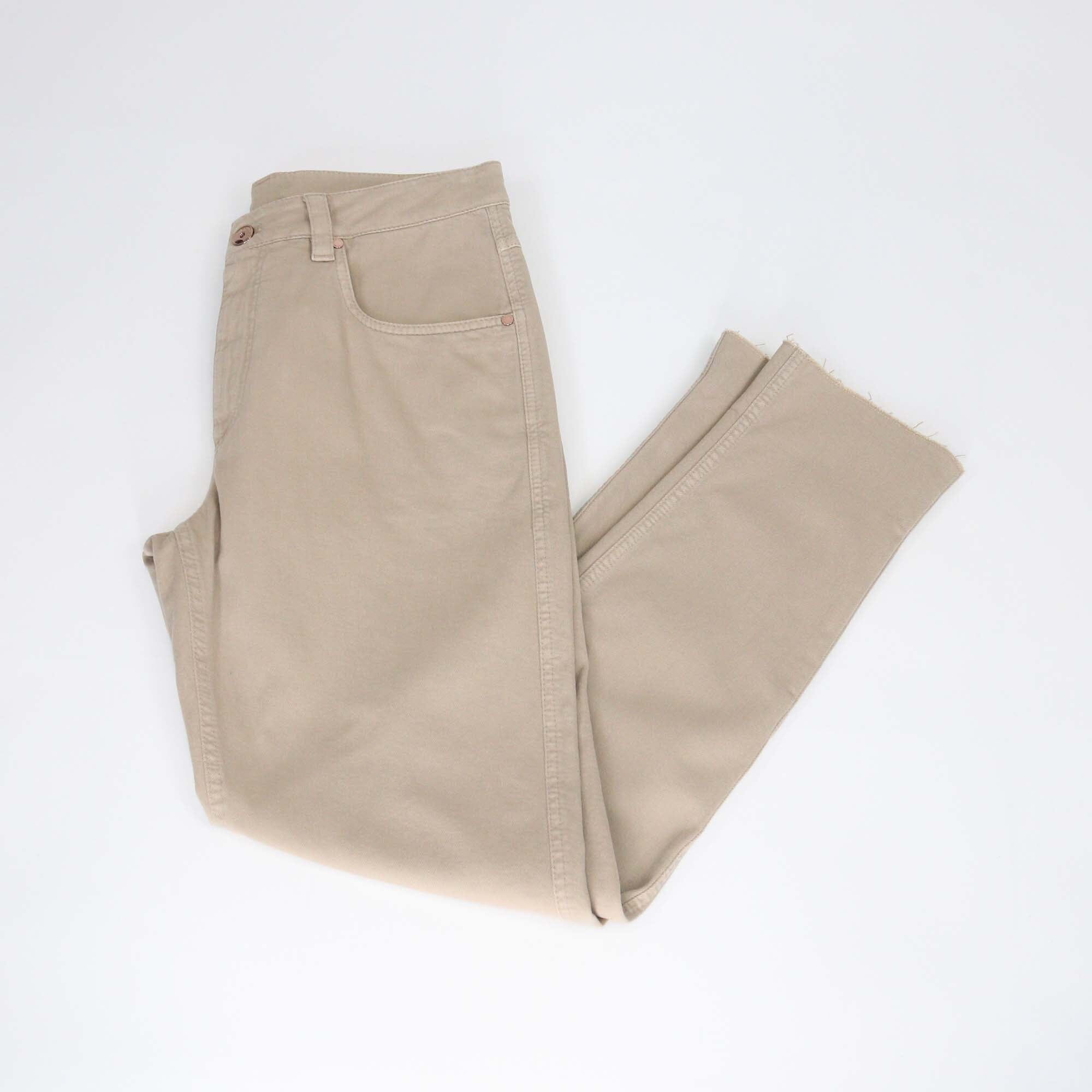 Brunello Cucinelli Light Brown Monili Cuff Detailed Denim Jeans Womens Brunello Cucinelli 