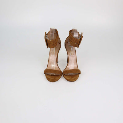 Aquazzura Brown Suede Casablanca Ankle Wrap Sandals