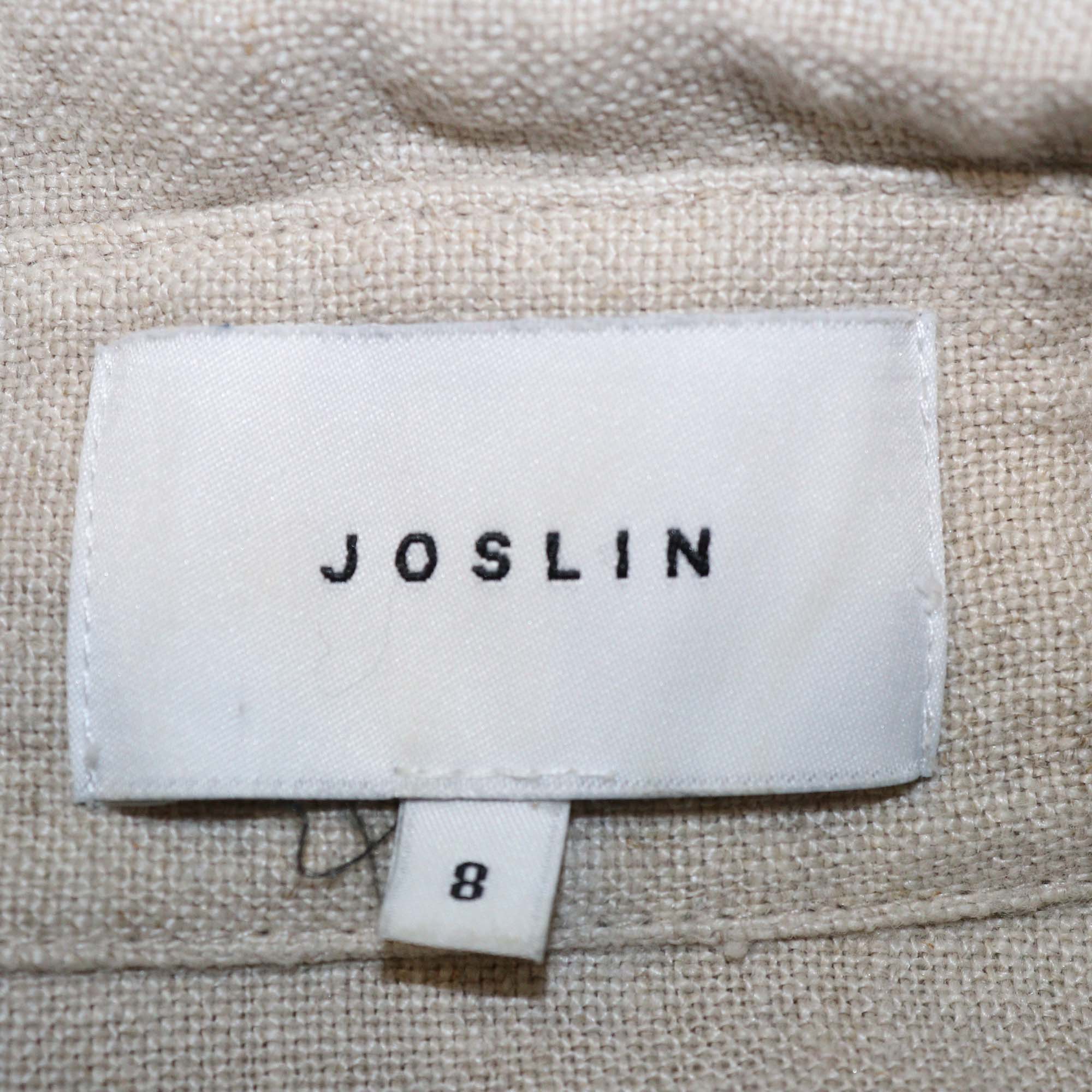 Joslin Beige Linen Puffed Short Sleeve Top