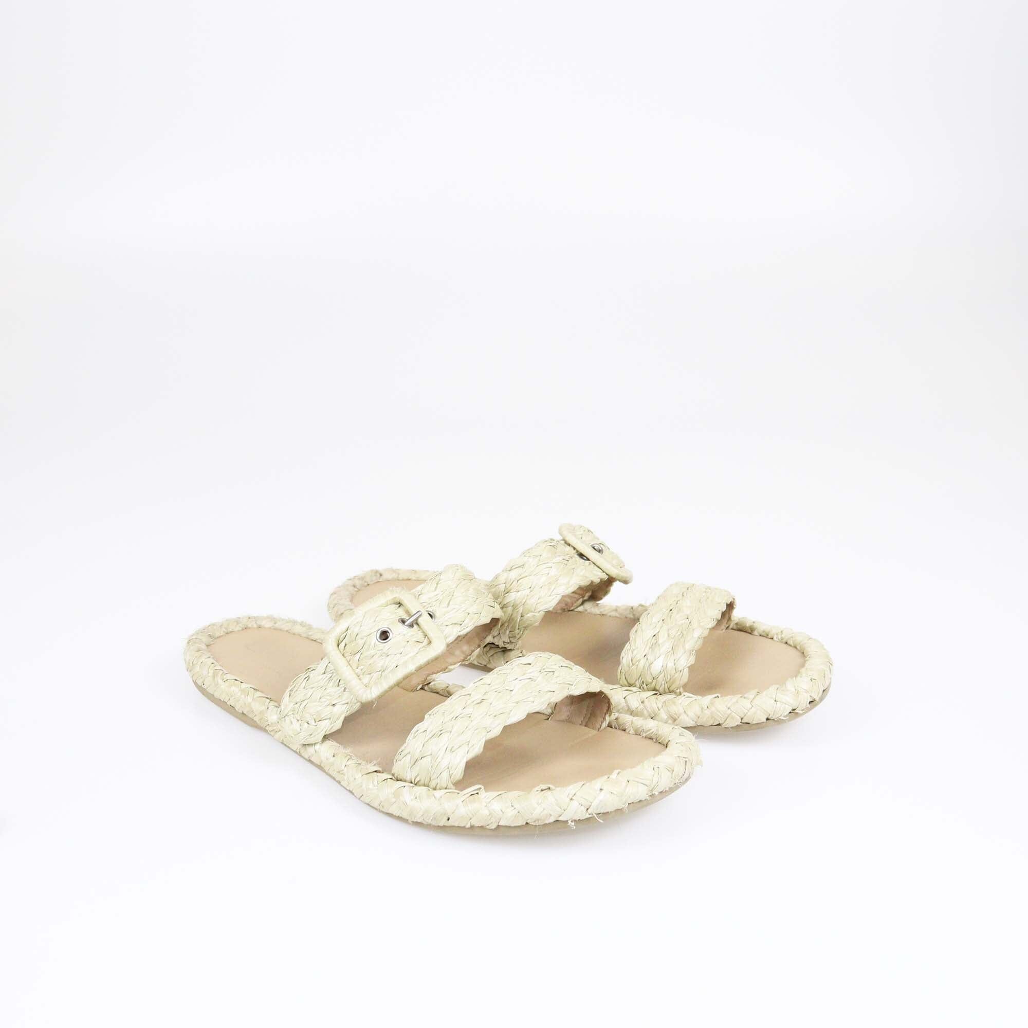 Christian Dior Natural Woven Flat Slides Womens Christian Dior 