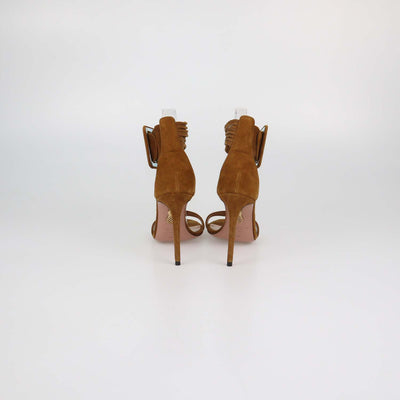 Aquazzura Brown Suede Casablanca Ankle Wrap Sandals