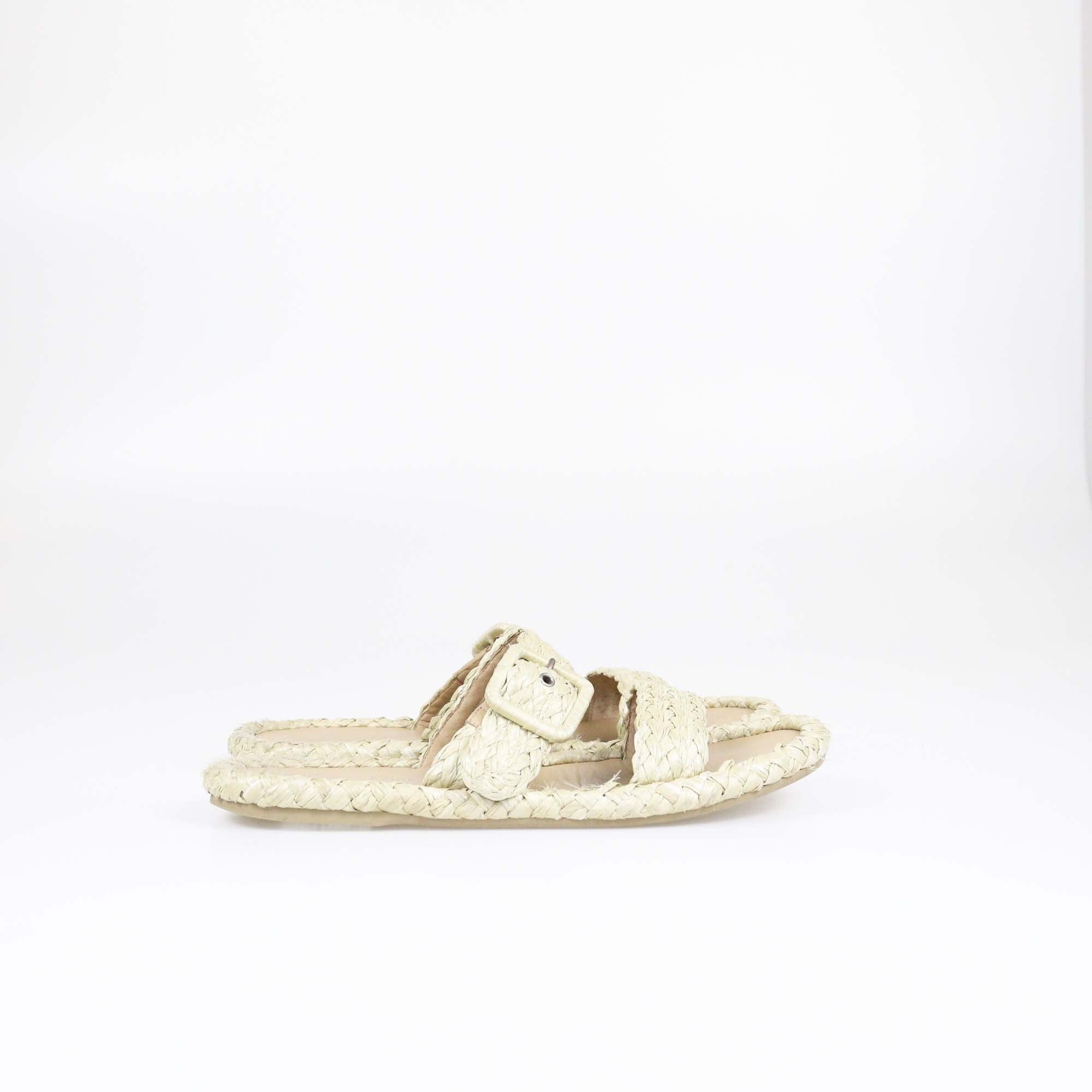 Christian Dior Natural Woven Flat Slides Womens Christian Dior 