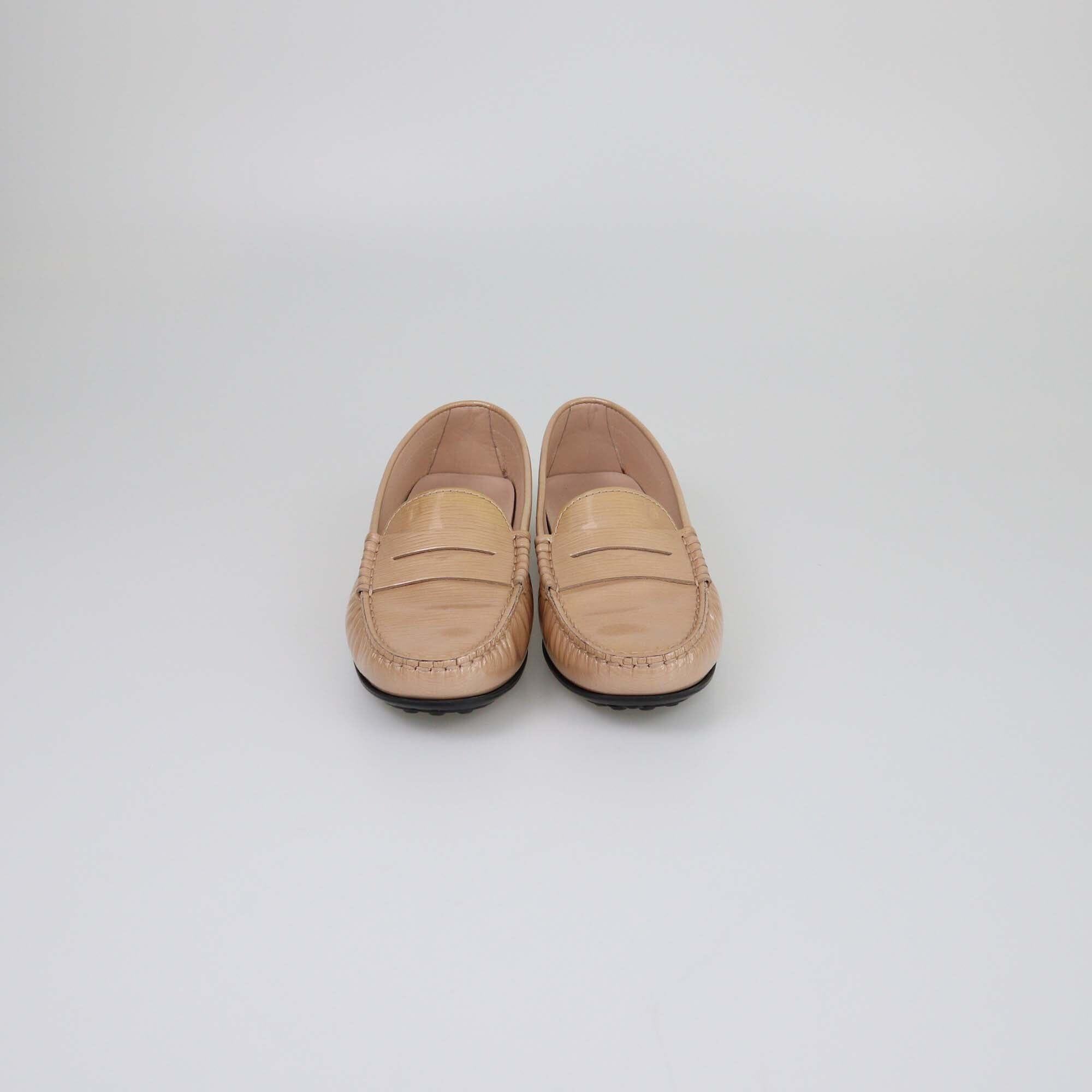 Tod's Beige Patent Gommino Driving Loafers Womens Tod's 