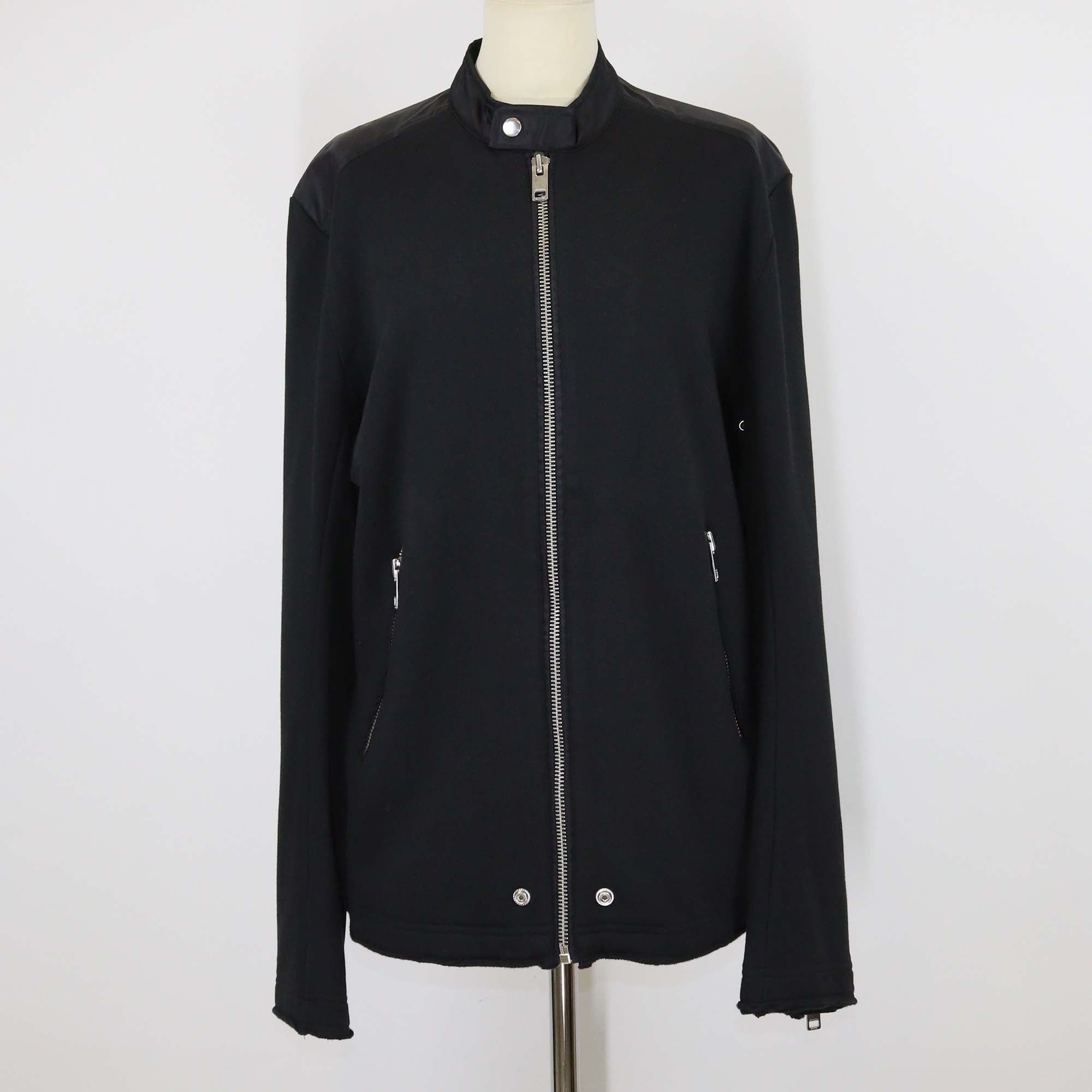 Diesel Black Cotton & Nylon Front Zip Biker Jacket