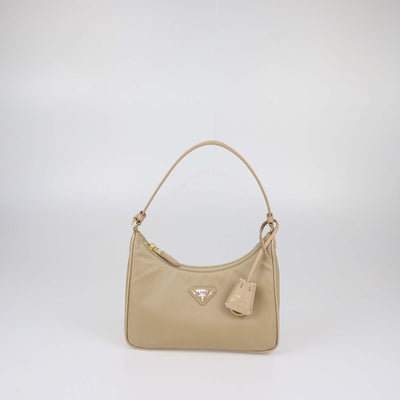 Prada Beige Re-Nylon and Saffiano Leather Re-Edition 2005 Shoulder Bag
