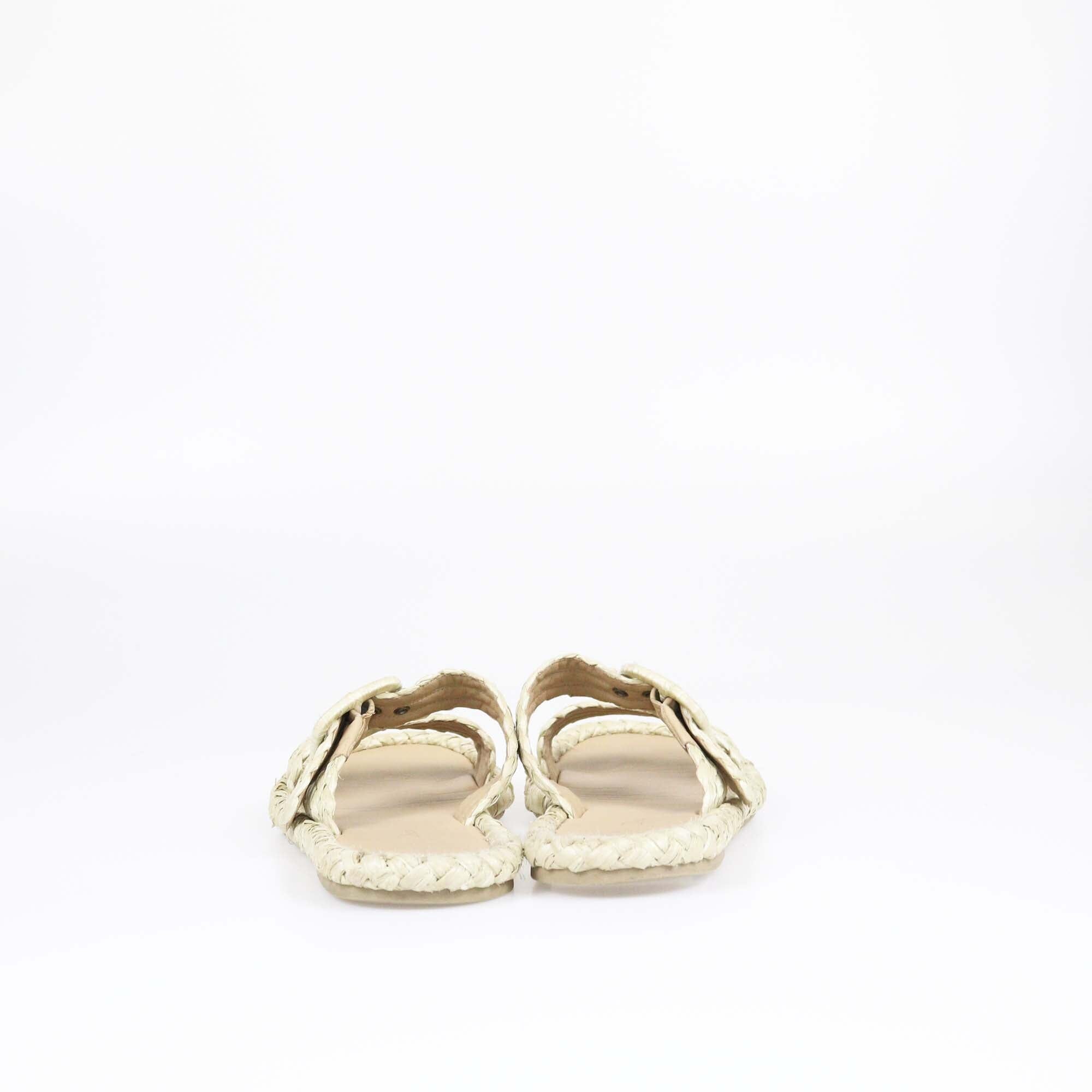 Christian Dior Natural Woven Flat Slides Womens Christian Dior 