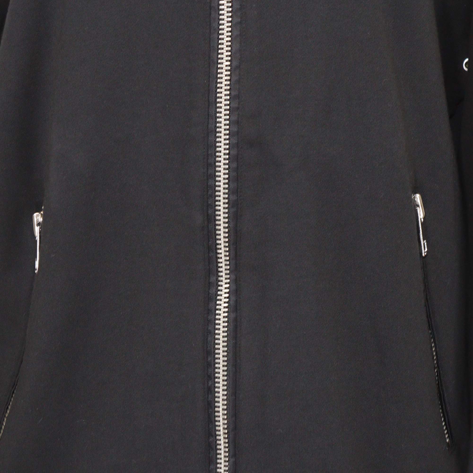 Diesel Black Cotton & Nylon Front Zip Biker Jacket