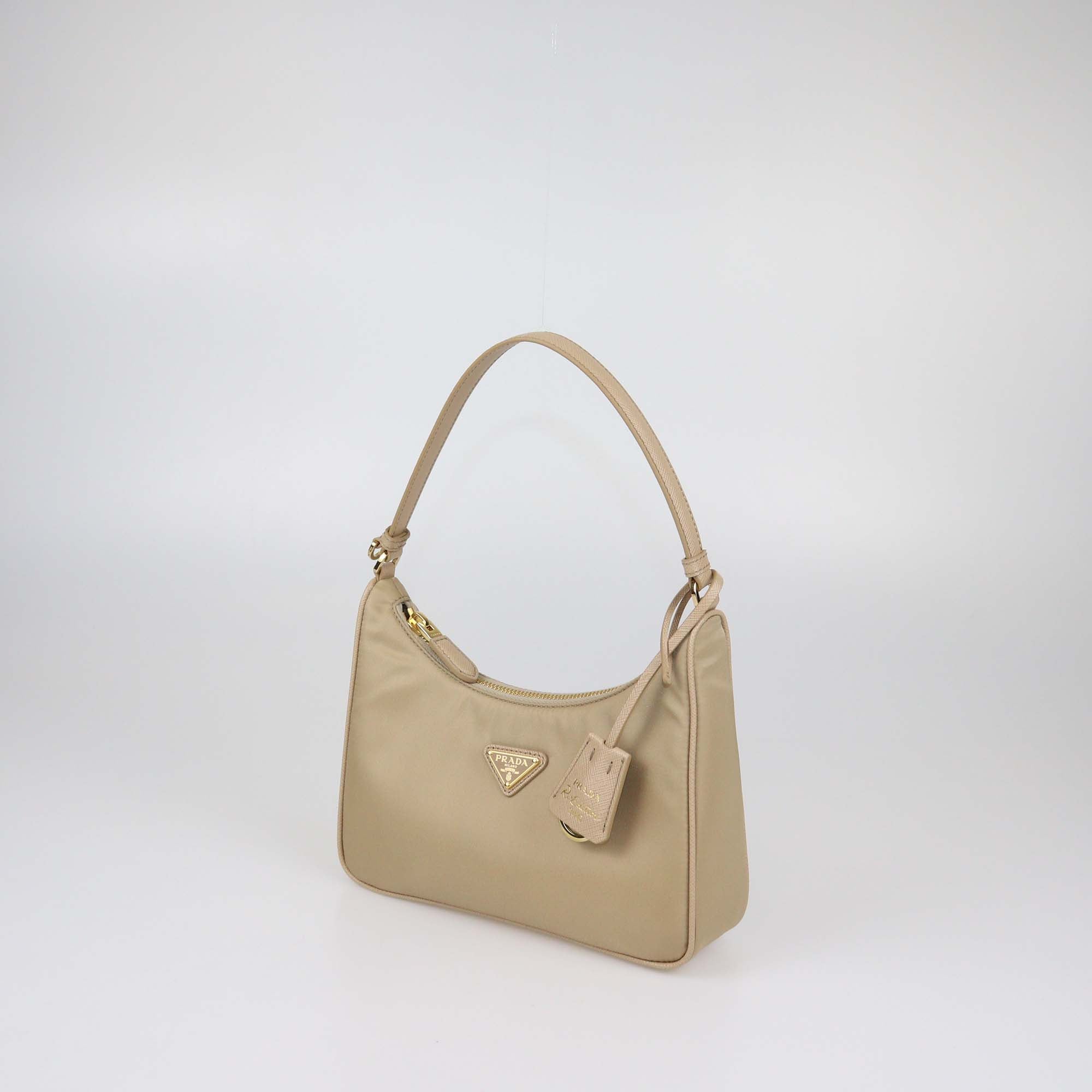 Prada Beige Re-Nylon and Saffiano Leather Re-Edition 2005 Shoulder Bag