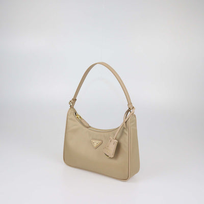 Prada Beige Re-Nylon and Saffiano Leather Re-Edition 2005 Shoulder Bag