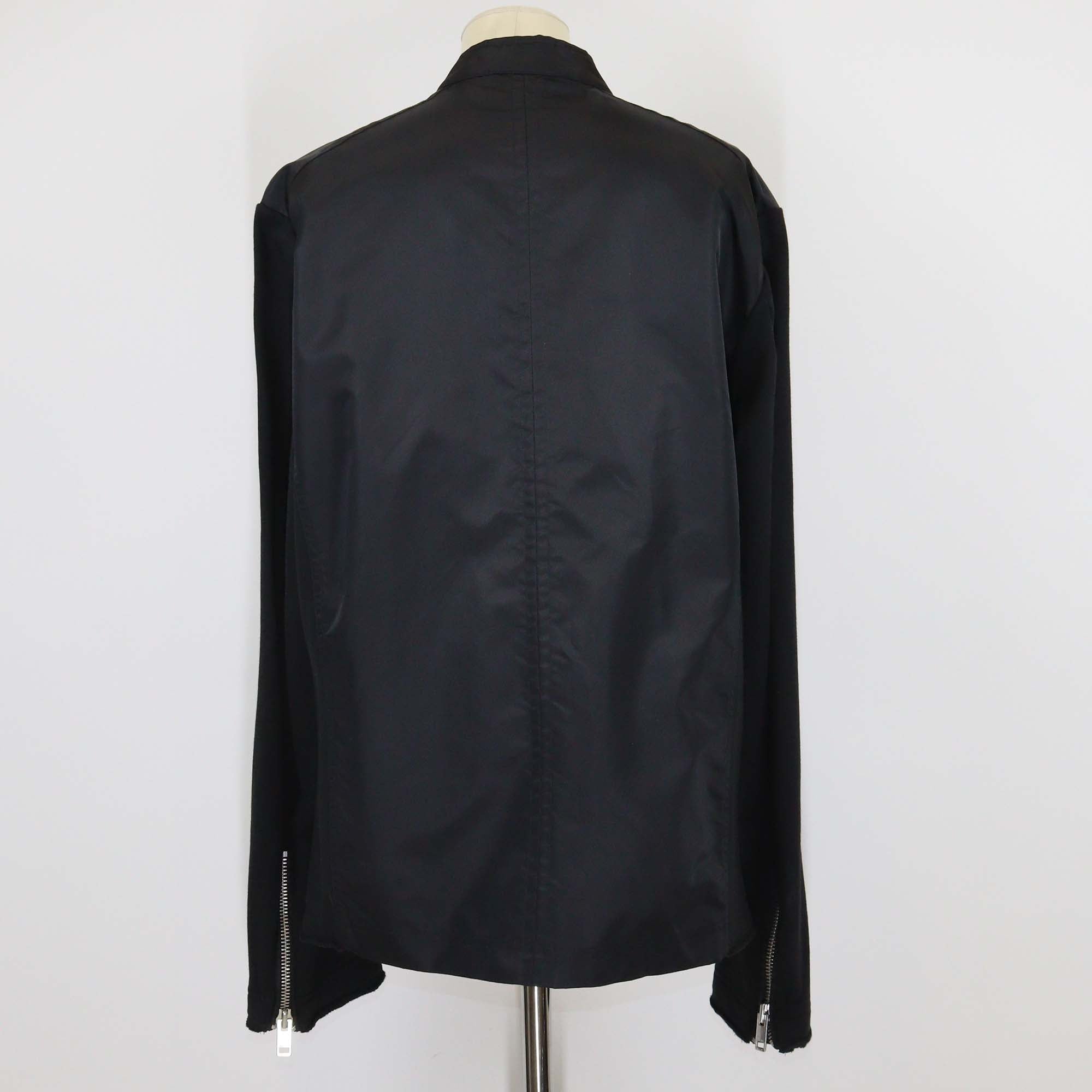 Diesel Black Cotton & Nylon Front Zip Biker Jacket
