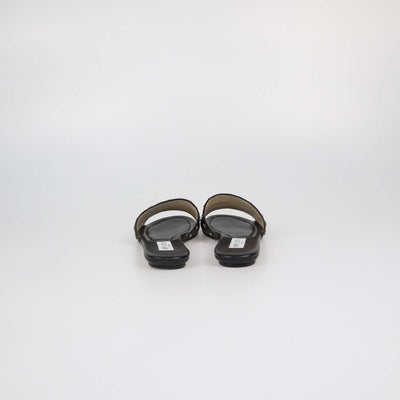 Jimmy Choo Black Leather Studded Nanda Flat Slides