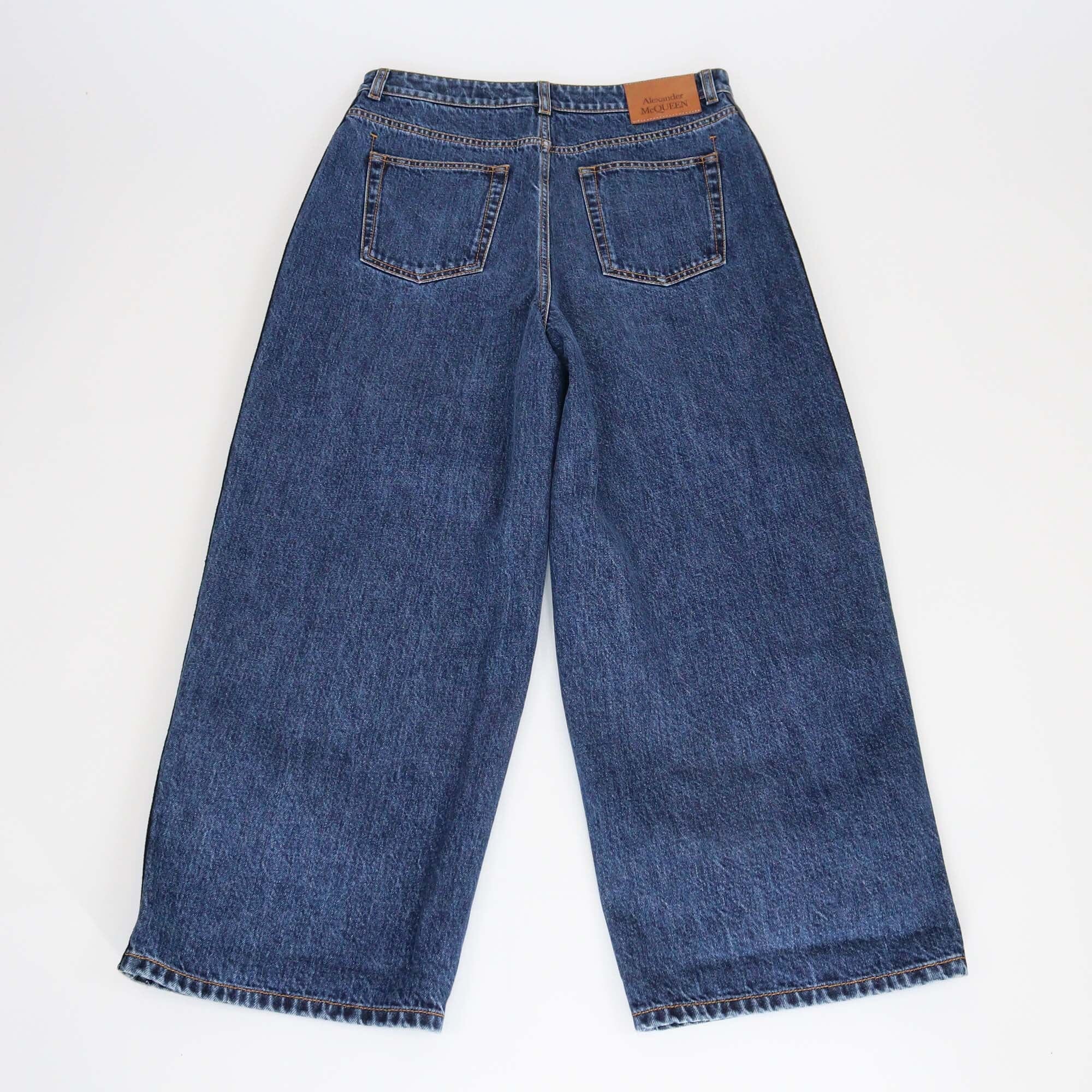 Alexander McQueen Blue Boyfriend Denim Cropped Jeans Womens Alexander McQueen 