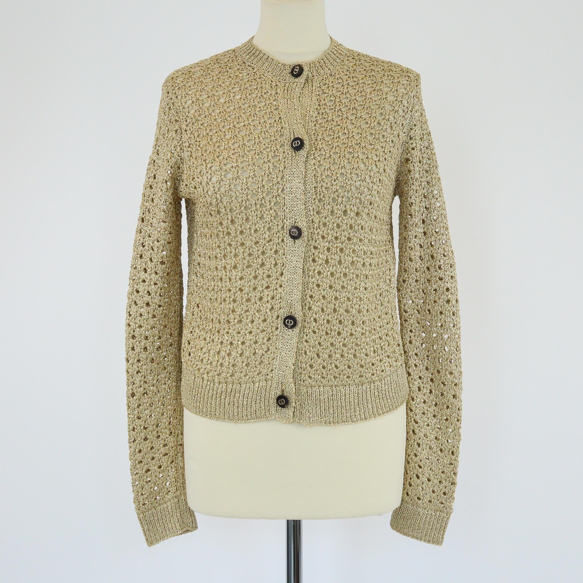 Christian Dior Gold Crochet Cardigan Womens Christian Dior 