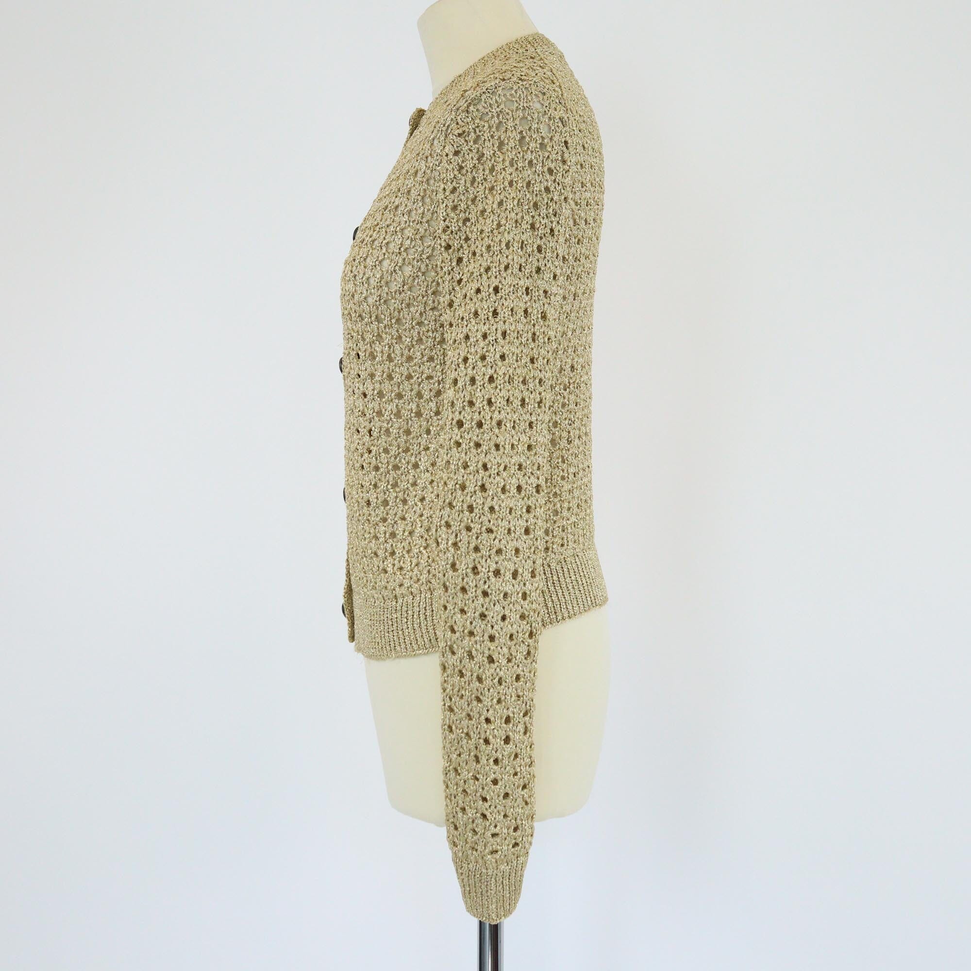Christian Dior Gold Crochet Cardigan Womens Christian Dior 