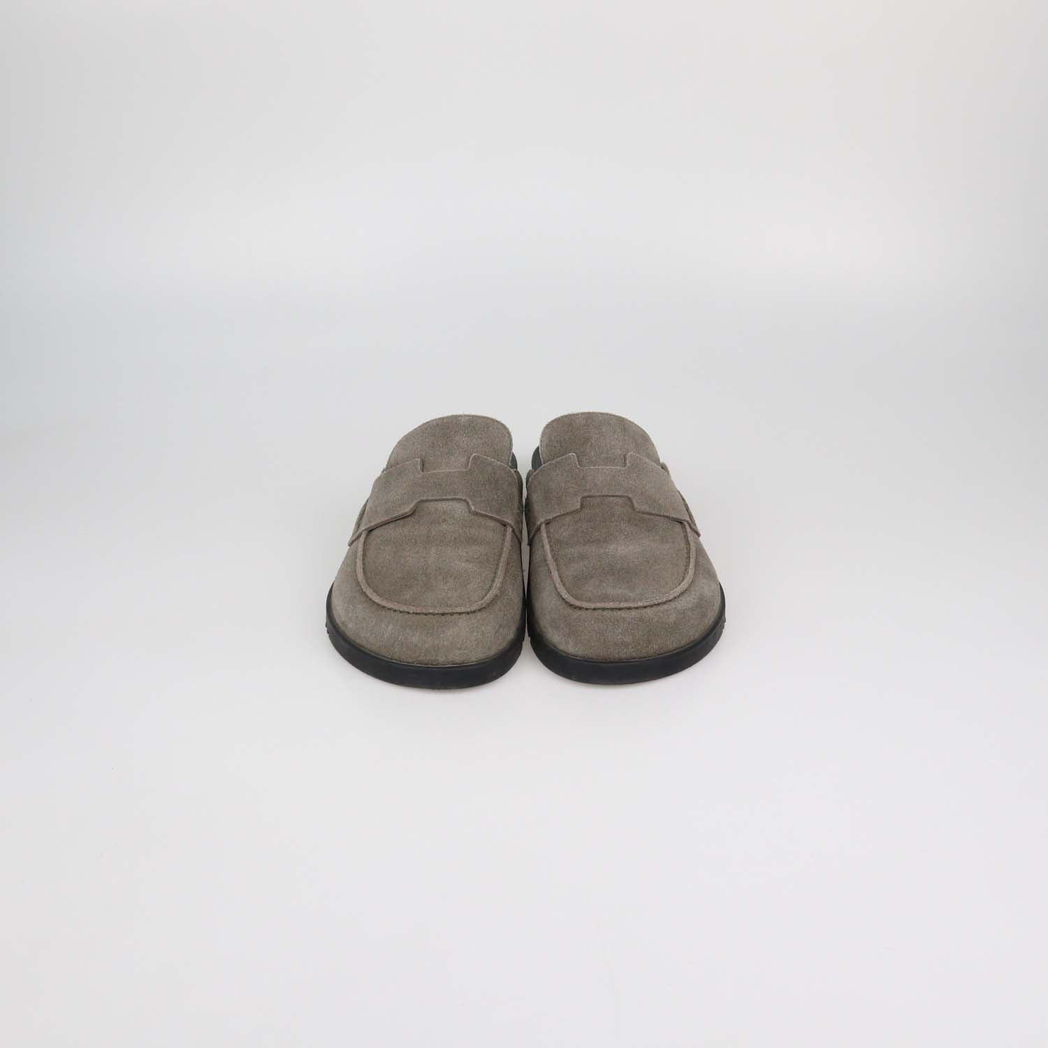 Hermes Grey Suede Go Mules