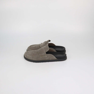 Hermes Grey Suede Go Mules
