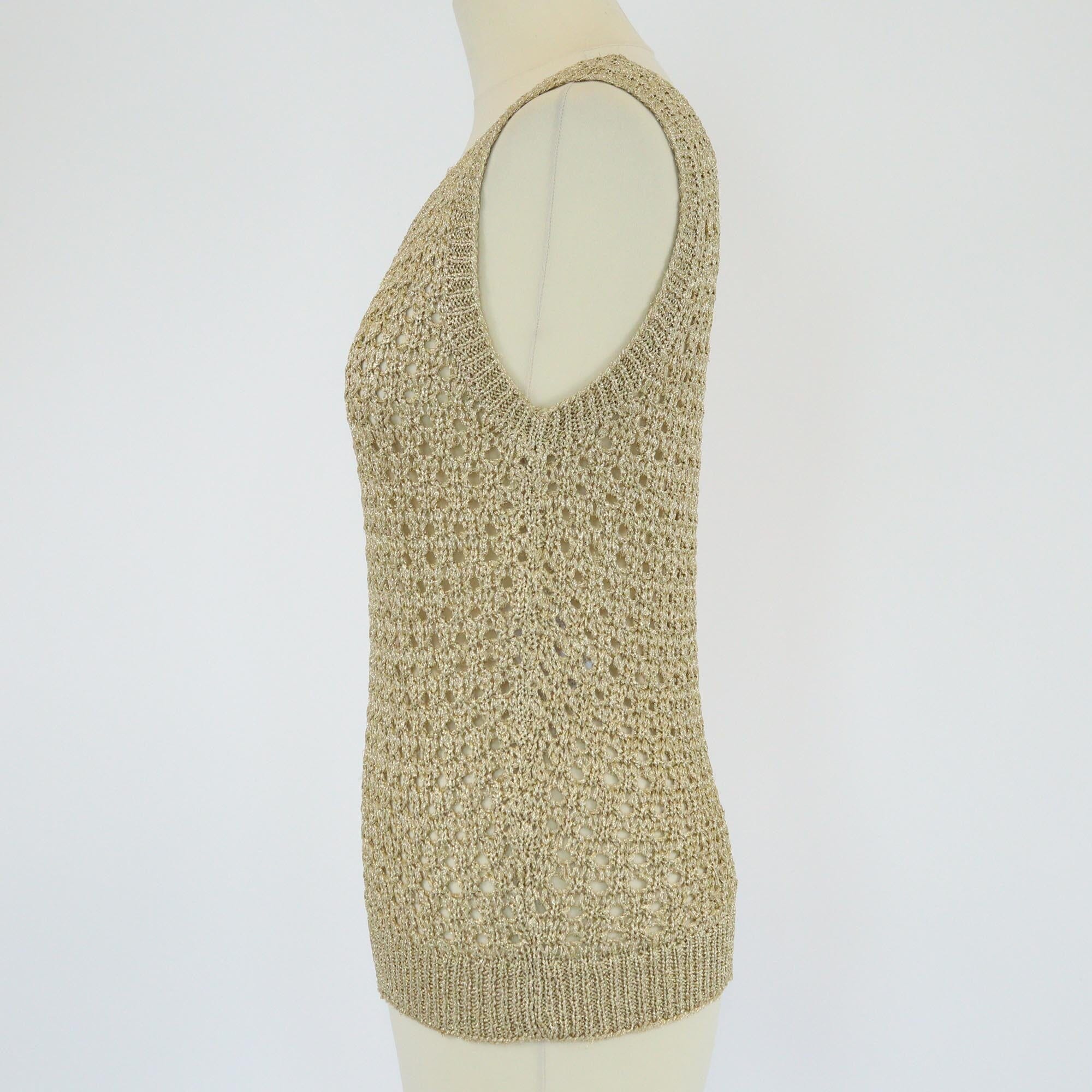 Christian Dior Gold Crochet Tank Top Womens Christian Dior 