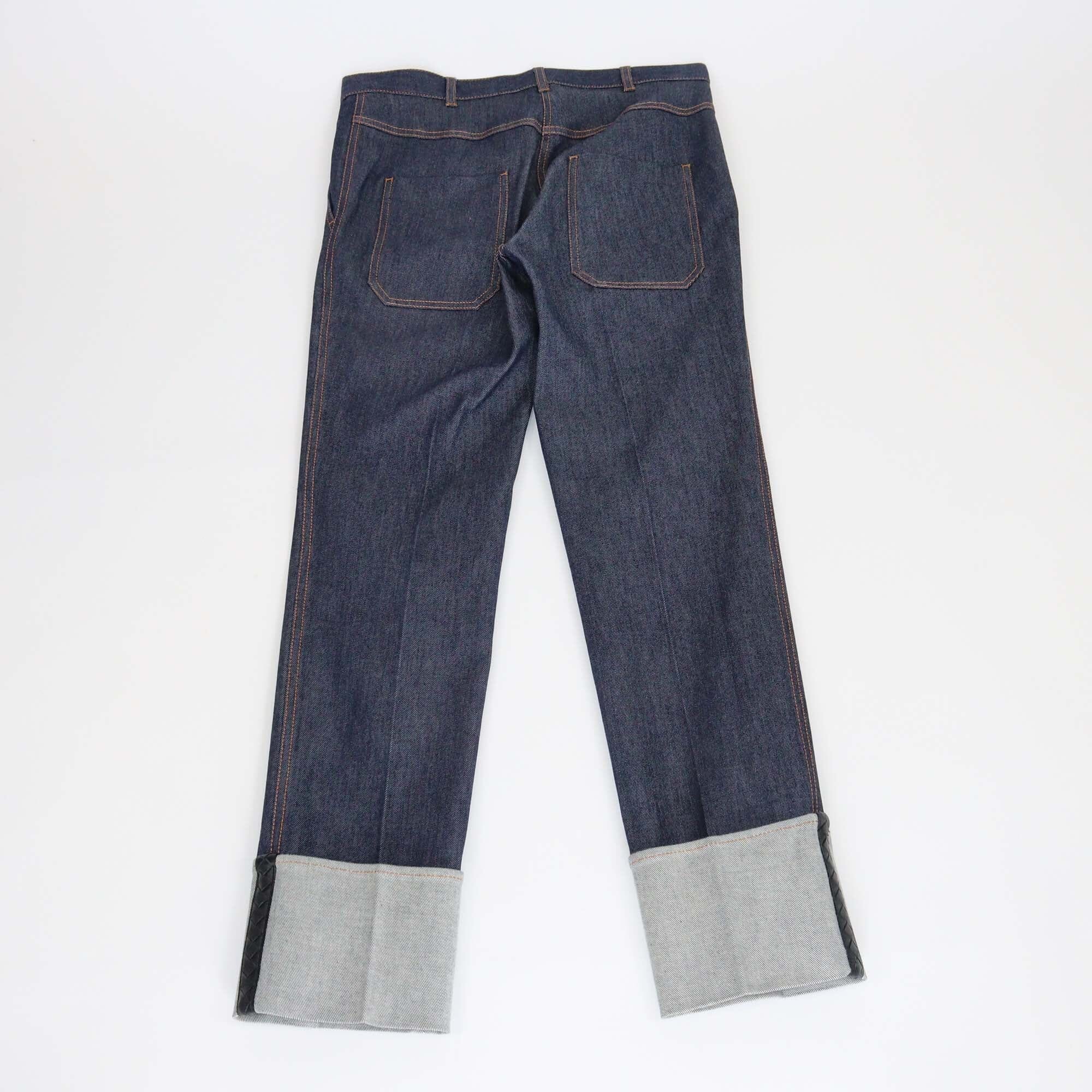 Bottega Veneta Dark Blue Detailed Hem Denim Jeans Womens Bottega Veneta 