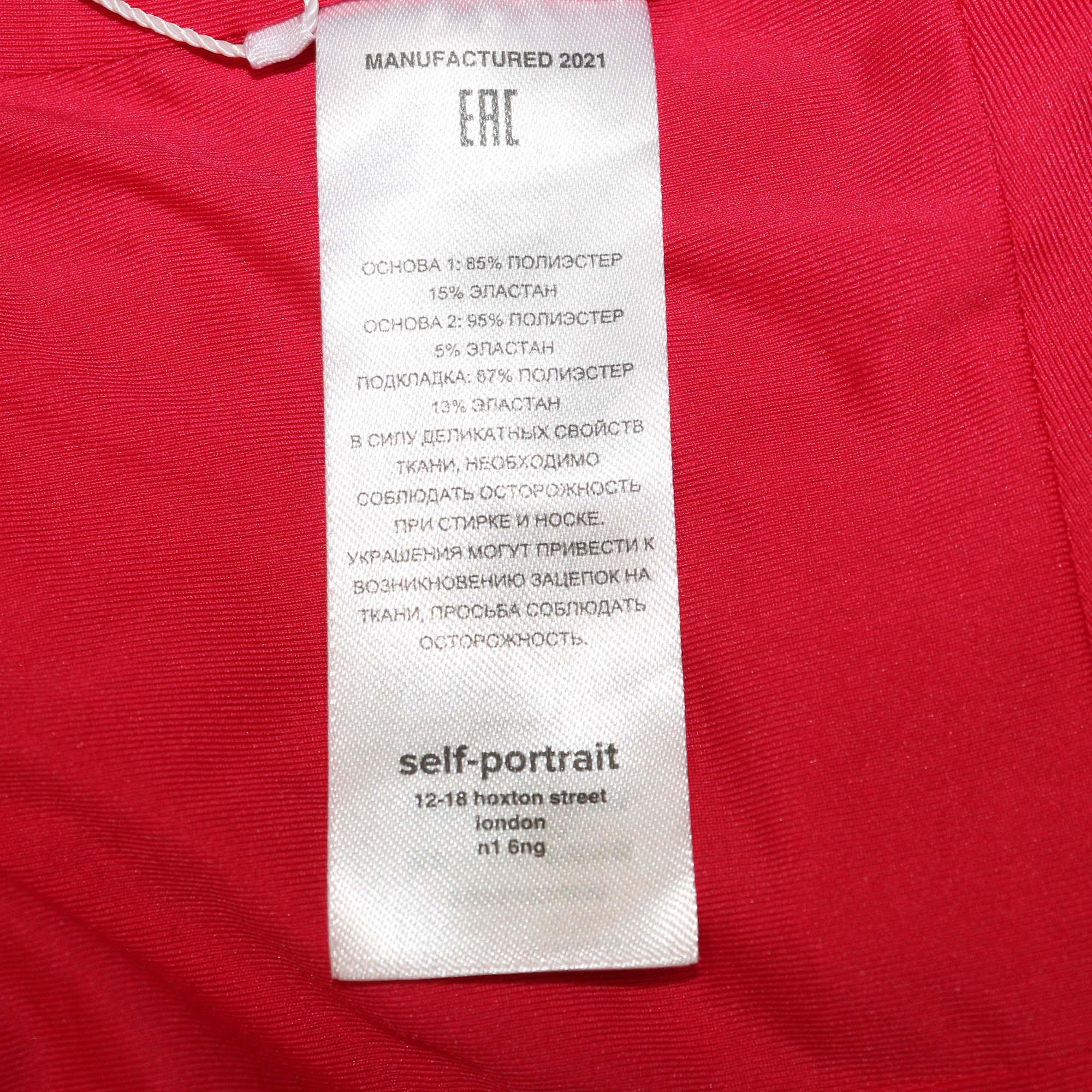 Self-Portrait Fuchsia Jersey Ruched Mesh Sleeve Cut Out Top